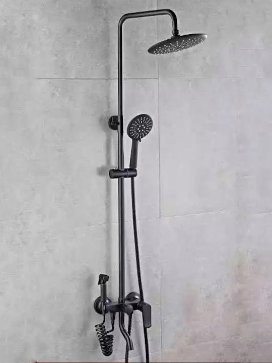 Naron Ρυθμιζόμενη Στήλη Ντουζ με Μπαταρία 75-110cm Μαύρη