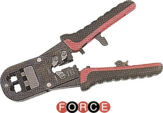 Force Πρέσα Ακροδεκτών Δικτύου RJ11, RJ45 με Απογυμνωτή & Μηχανισμό Καστάνιας (Μήκος 170mm)