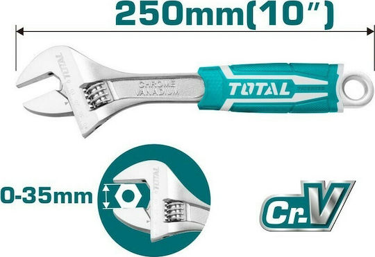 Total French Wrench with Adjustable Opening 35mm and Anti-Slip Handle 254mm