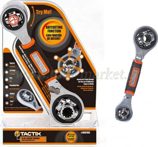 Tactix Double Polygon Wrench Straight with Ratchet Mechanism 900106