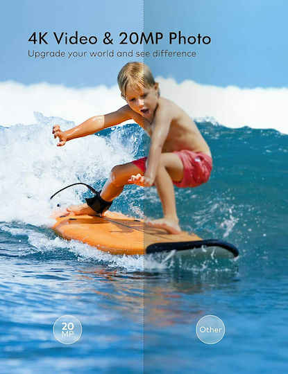 Wolfang GA100 Action Camera 4K Ultra HD Underwater (with Case) with Screen 2" and Wi-Fi Black