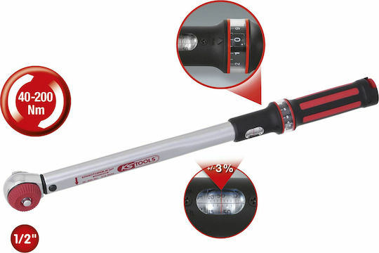 Ks Tools Drehmomentschlüssel Kare 1/2" Ropi 40-200 Nm mit Länge 50cm Ergotorque