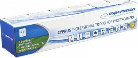 Esperanza Kamerastative Cyprus aus Aluminium mit 3-Wege Kopf bis 128cm und Belastbarkeit 2kg