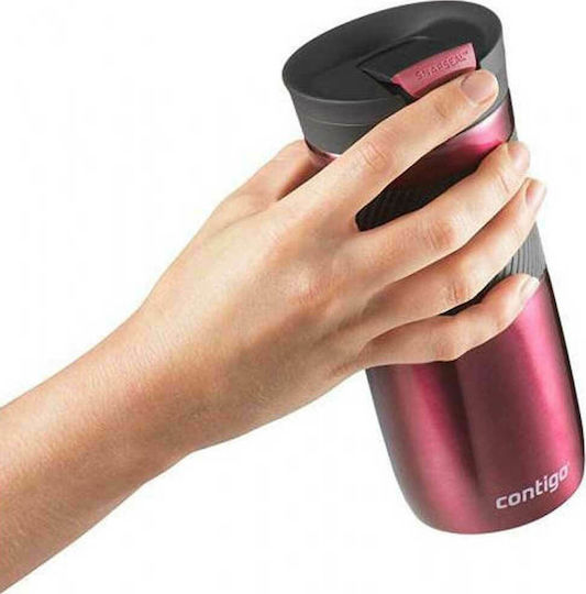 Contigo Byron SS Ποτήρι Θερμός Ανοξείδωτο BPA Free 470ml Κόκκινο με Επιστόμιο
