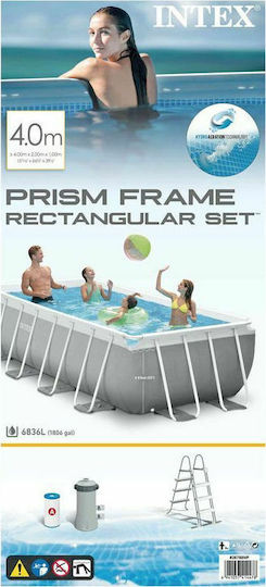 Intex Prism Πισίνα PVC 6836lt με Μεταλλικό Σκελετό 400x200x100εκ. Γκρι