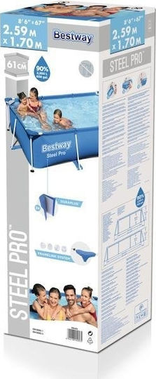 Bestway PVC Swimming Pool 2300lt with Metallic Frame 259x170x61cm Light Blue