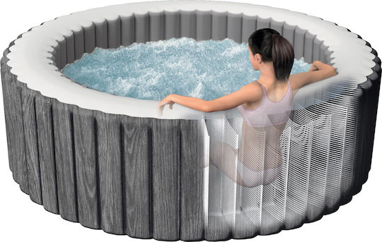 Intex Greywood Deluxe Bubble Massage Кръгла Надуваема Басейн PVC 1098л Хидромасаж 216x71см Сив