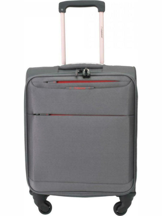Diplomat Small The Athens Collection Cabin Fabric Gray Suitcase with 4 Wheels Height 53cm