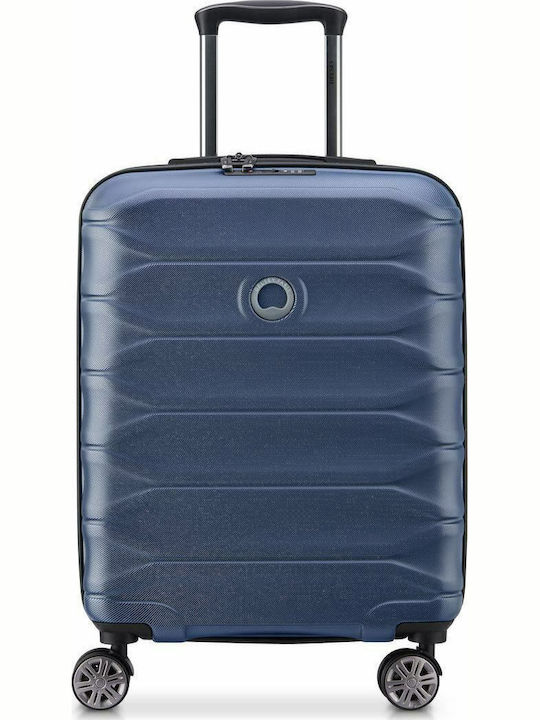 Delsey Meteor Cabin Hard Travel Suitcase Navy Blue with 4 Wheels Height 55cm
