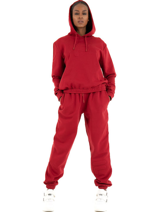 Long Women's Sweatshirt Hooded Burgundy