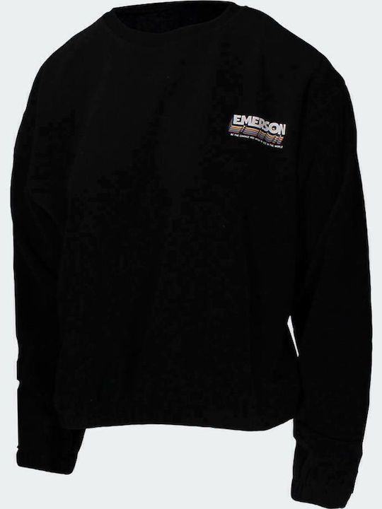 Gekürzt Damen Sweatshirt Schwarz