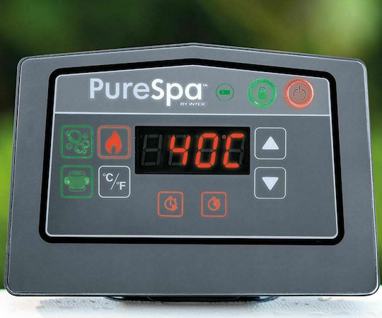 Intex Purespa Jet & Bubble Deluxe Set Στρογγυλή Πισίνα PVC 795lt Φουσκωτή με Υδρομασάζ 201x71εκ. Γκρι