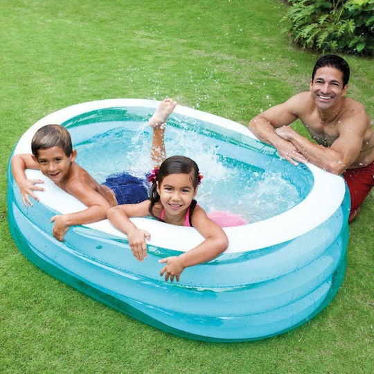 Intex Children's Oval Swimming Pool 230lt Inflatable 163x107x46cm Turquoise