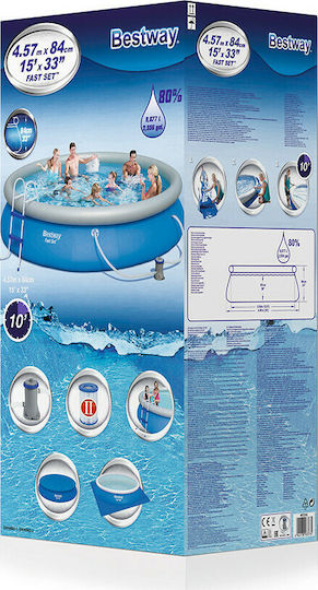 Bestway Στρογγυλή Πισίνα PVC 9677lt Φουσκωτή 457x84εκ. Μπλε