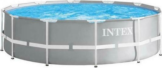 Intex Prism Frame Στρογγυλή Πισίνα 14614lt με Μεταλλικό Σκελετό 457x107εκ. Γκρι