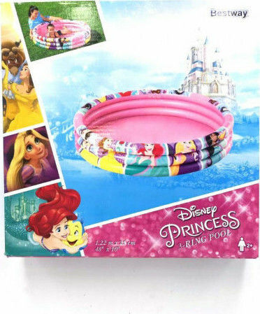Bestway Children's Round Swimming Pool 140L Inflatable 122x25cm Princess Pink
