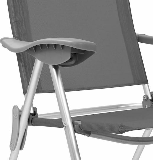 vidaXL Chair Beach Aluminium Gray Set of 2pcs