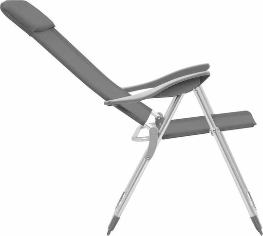 vidaXL Chair Beach Aluminium Gray Set of 2pcs
