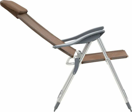 vidaXL Chair Beach Aluminium Brown 57x73.5cm Set of 2pcs