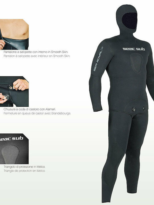 Seac Royal Divisible Double-Lined Black Wetsuit 3.5mm
