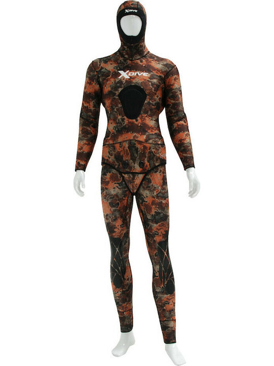 XDive Costum Divizibil De Neopren Sepia Cu Veste De Neopren Pentru Aruncător De Suliță Costum De Neopren Maro 5mm