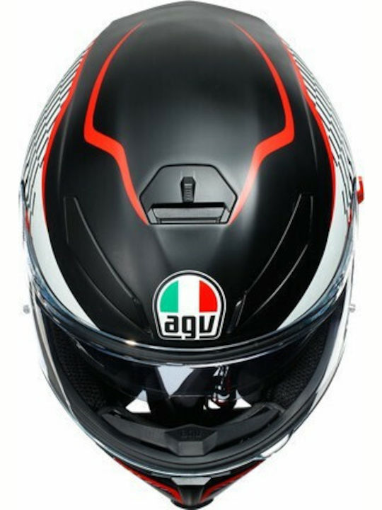 AGV K5 S Matt Black White Red Motorcycle Helmet Full Face 1390gr with Pinlock and Sun Visor
