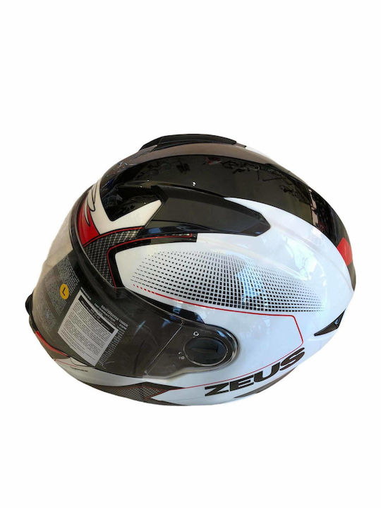 Zeus ZS-811 AL6 White/Black/Red Κράνος Μηχανής Full Face 1380gr