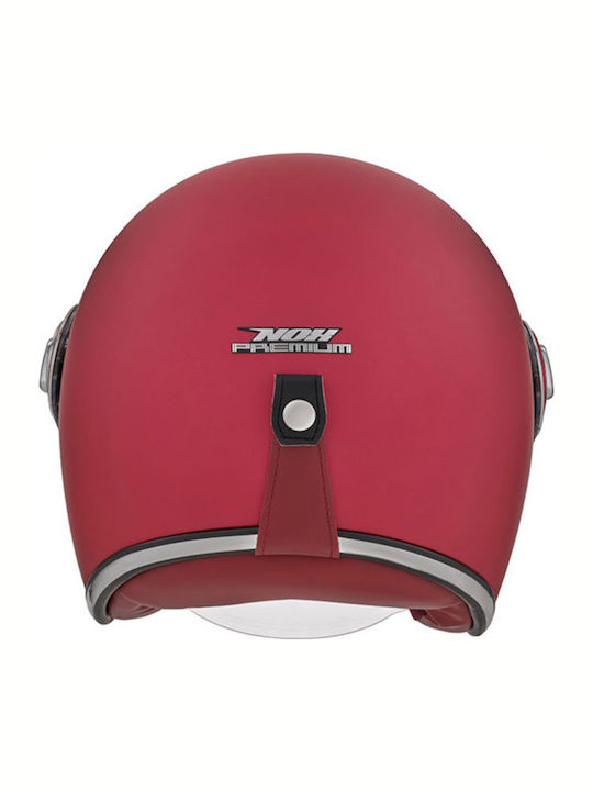 Nox Heritage Red Motorcycle Helmet Jet 1350gr with Sunvisor