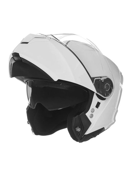 935 SV Glossy White Flip-Up Motorcycle Helmet DOT / ECE 22.06 1550gr with Sunvisor