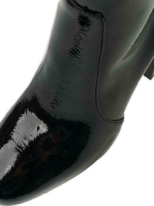 Damenstiefel aus Lackleder mit hohem Absatz Schwarz
