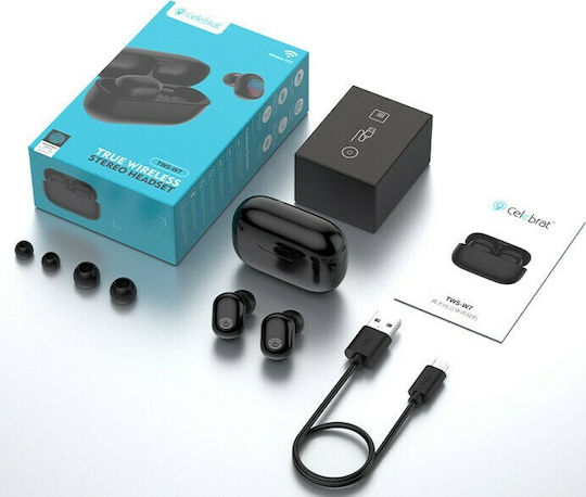 Celebrat W7 In-Ear Bluetooth-Freisprecheinrichtung Kopfhörer mit Ladeetui Schwarz