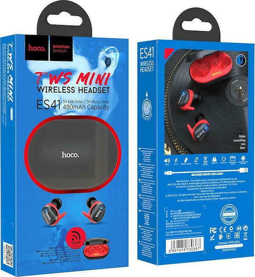 Hoco ES41 In-ear Bluetooth Handsfree Ακουστικά με Θήκη Φόρτισης Μαύρα