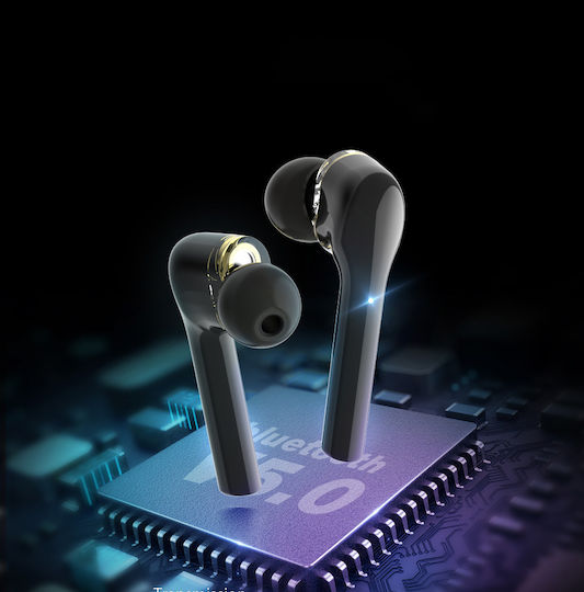 BlitzWolf BW-FYE8 In-ear Bluetooth Handsfree Ακουστικά με Αντοχή στον Ιδρώτα και Θήκη Φόρτισης Μαύρα