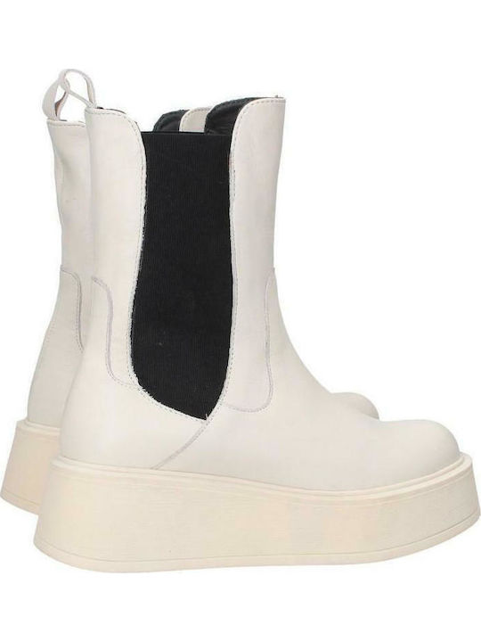 Leather Women's Chelsea Boots Ecru