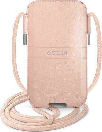 Guess Saffiano Metal Logo L Sock & Pouch Pink