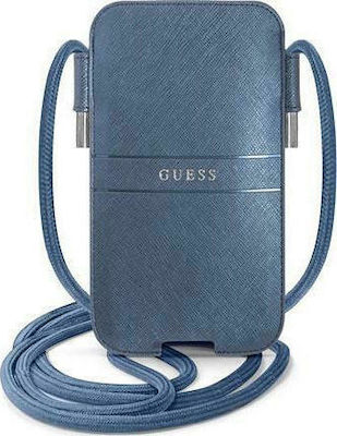 Guess Saffiano Metal Logo L Sock & Pouch Blue