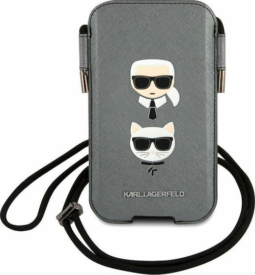 Karl Lagerfeld Saffiano Karl & Choupette Head S/M Sock & Pouch Grey KLHCP12MOPHKCG