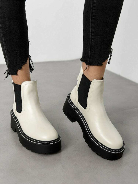 Bossi2 Damen Chelsea Stiefeletten Off White