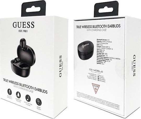 Guess GUTWST30 In-Ear Bluetooth-Freisprecheinrichtung Kopfhörer mit Ladeetui Schwarz