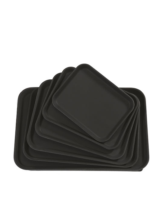 GTSA Plastic Dreptunghiular Tavă de Servire Antiderapant în Culoare Negru 35x27cm 1buc