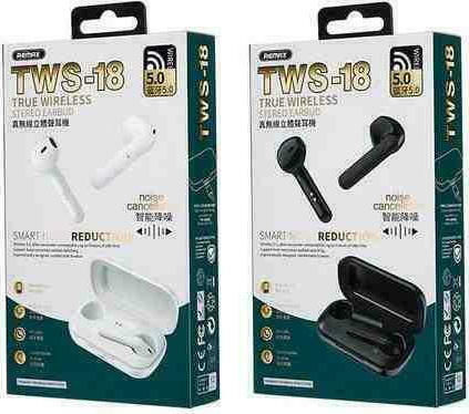 Remax TWS-18 Earbud Bluetooth Handsfree Ακουστικά με Θήκη Φόρτισης Μαύρα