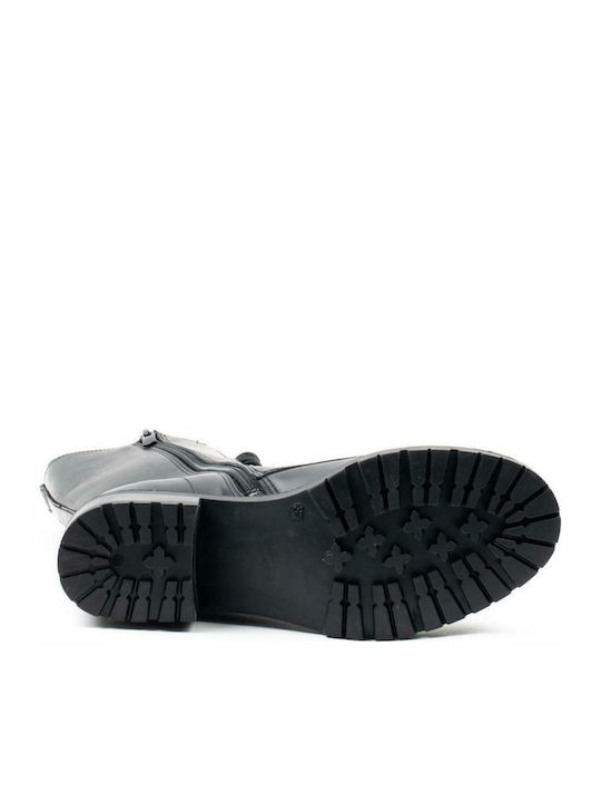 35313 Leder Stiefeletten Damen Schwarz