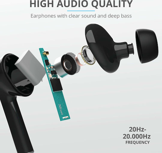 Trust Nika Touch In-ear Bluetooth Handsfree Earphones with Charging Case Black