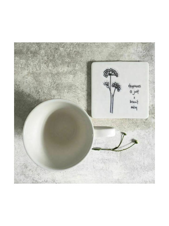 Synchronia Ceramic White Coaster Happiness Biscuit