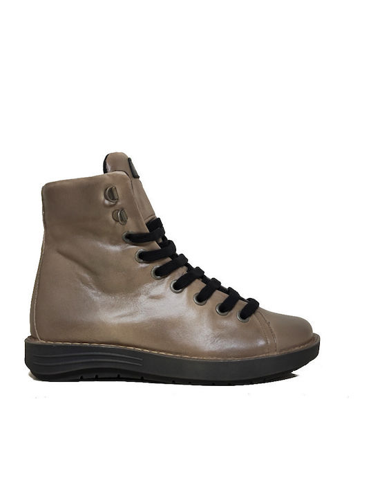 Leather Women's Ankle Boots Taupe