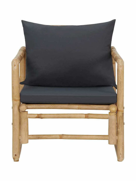 Outdoor Chair Bamboo Brown with Cushion 2pcs 60.5x65x71.5cm