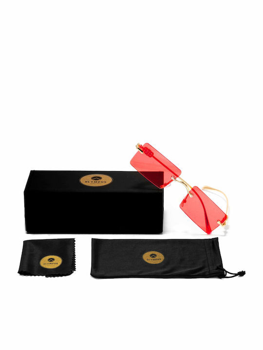 Olympus Sunglasses Hippolite Unisex Sunglasses with Metal Frame Gold Red 01-076