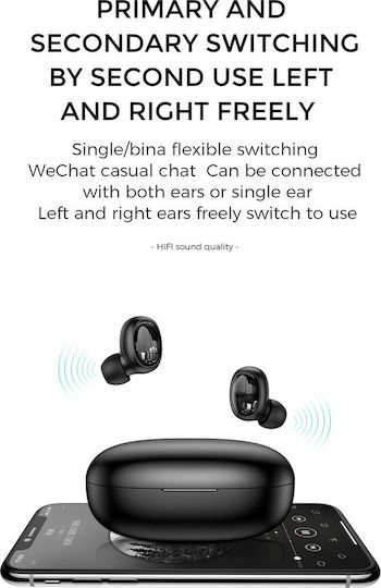 Joyroom JR-T08 In-ear Bluetooth Handsfree Earphones with Sweat Resistance and Charging Case Black