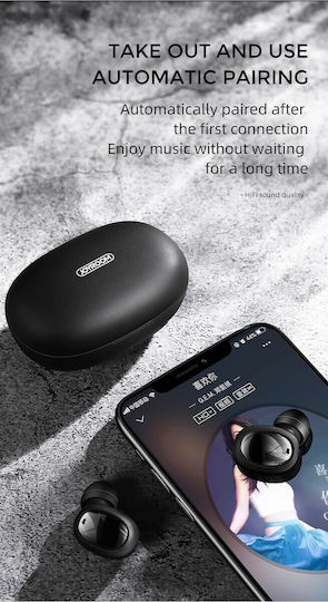 Joyroom JR-T08 In-ear Bluetooth Handsfree Earphones with Sweat Resistance and Charging Case Black