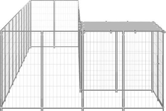 vidaXL Hundetore 7,26 m² aus Metall in Silber Farbe 220 x 550 x 110cm
